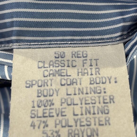 Stafford Sport Coat Mens 50R Charcoal Camel Hair Classic Fit Blazer 2 Button - Picture 8 of 14